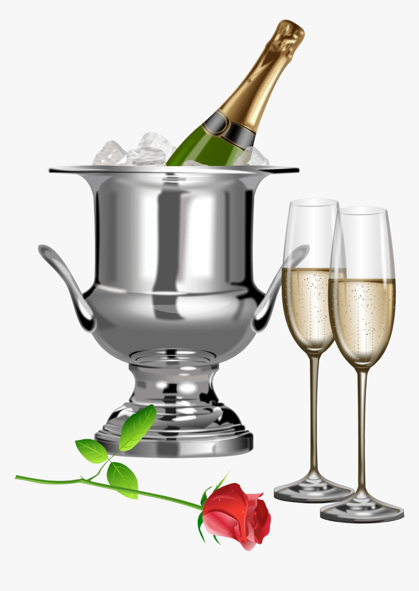 Champagne Glasses And Bottles, HD Png Download