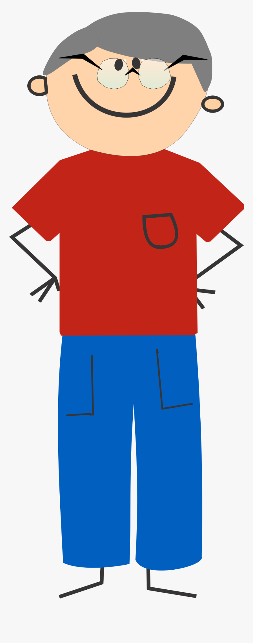 Funny Guy With Grey Hair And Spectacles Clip Arts - Jeans And Shirt Clipart, HD Png Download