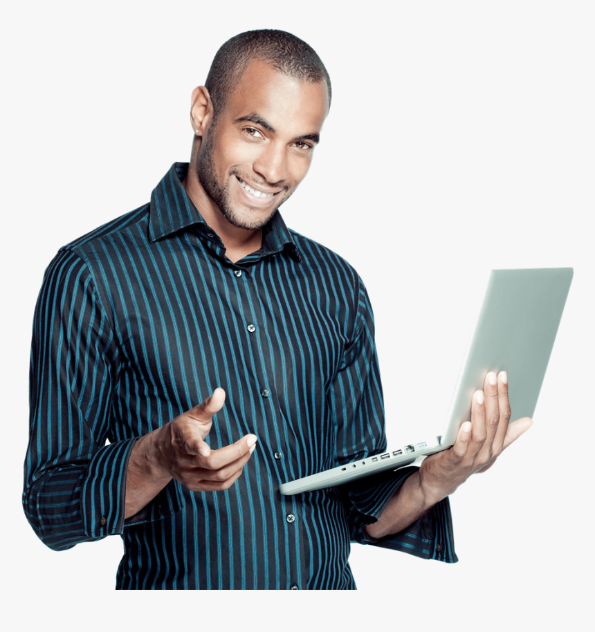 Image Is Not Available - Black Man On Computer Png, Transparent Png