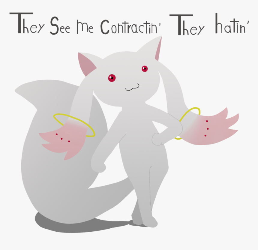 Cartoon,tail,clip Character,cat,whiskers - Art Kyubey, HD Png Download