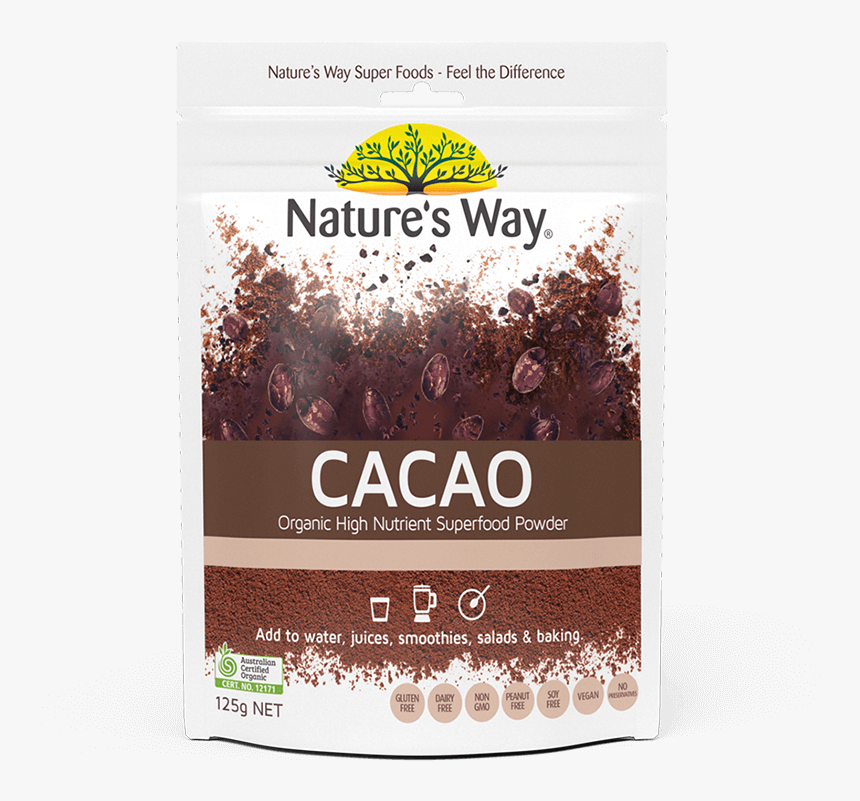 Nature S Way Superfoods Cacao Powder 125g - Nature's Way Acai Powder, HD Png Download