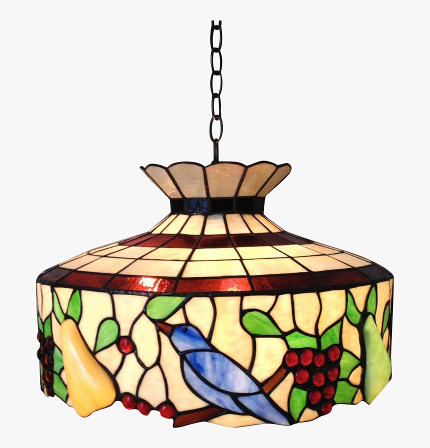 Lamp Clipart Lighting Fixture - Stained Glass Look Chandelier With Birds, HD Png Download
