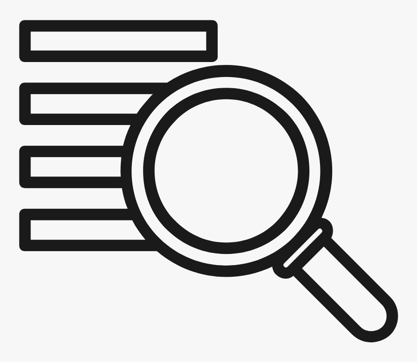 A Magnifying Glass Hovers Over Four Bars Of Text - Icon, HD Png Download