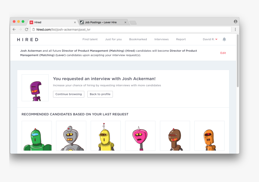 Hired Com Employer Screen, HD Png Download