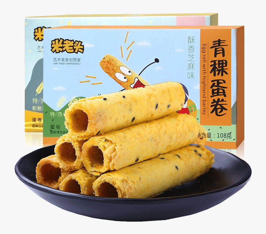 米老头青稞蛋卷108g*2 Box Breakfast Egg Roll Snacks Handmade - Palatschinke, HD Png Download