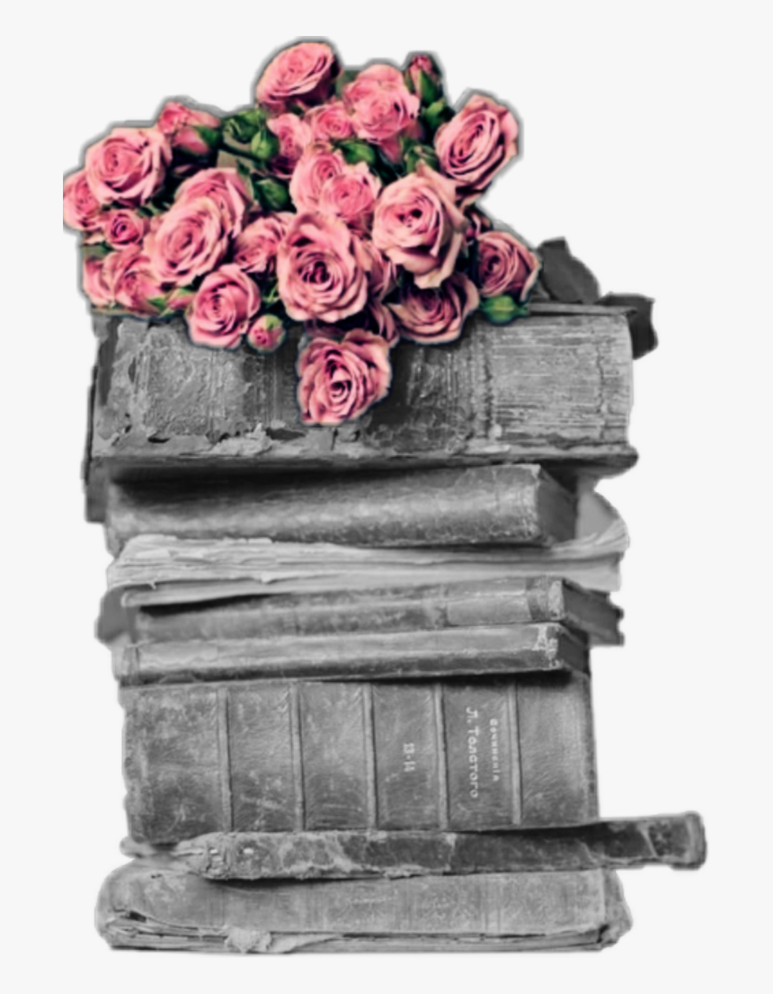 Transparent Flowers Vintage Png - Vintage Books And Flowers, Png Download