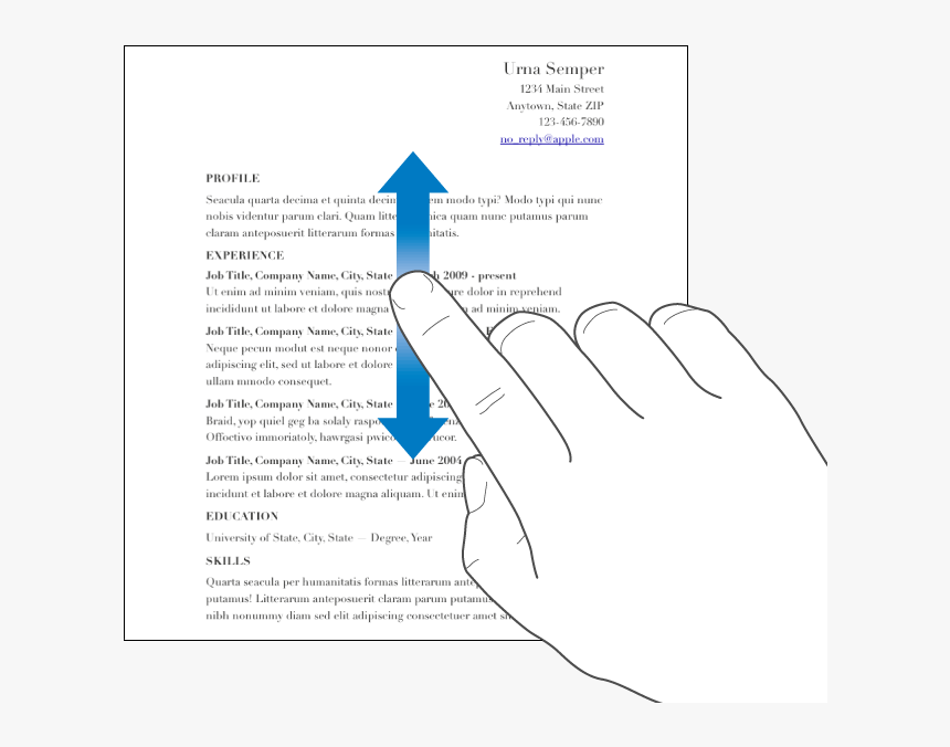 A Finger Swiping Up And Down In A Document - Brochure, HD Png Download