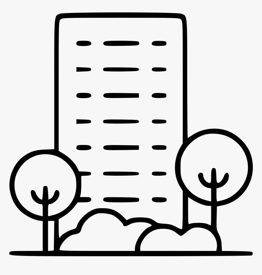 Building With Trees Icon, HD Png Download