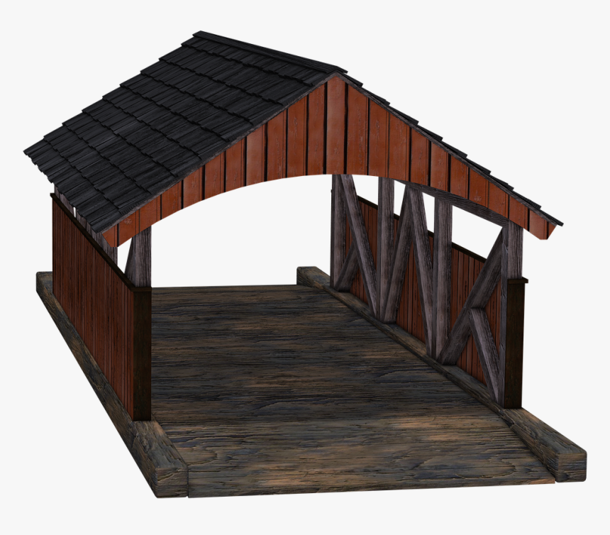 Wooden Bridge With Roof, HD Png Download
