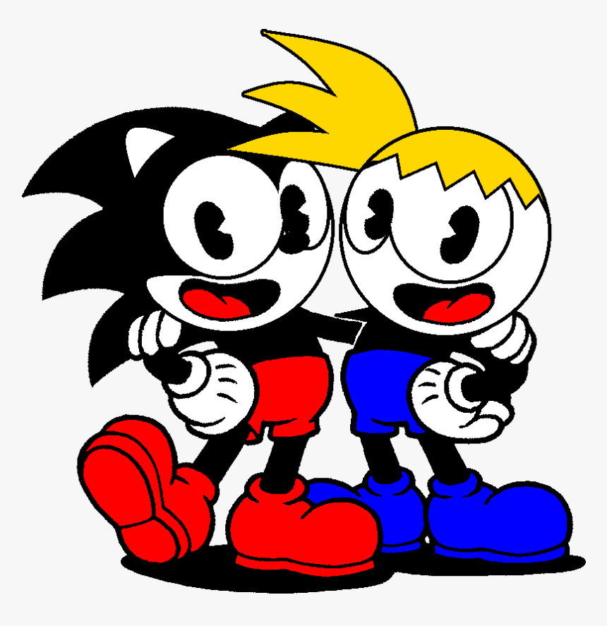 Sonic & Toon Trev No Socks Cuphead Edition - Cuphead And Mugman Drawing, HD Png Download