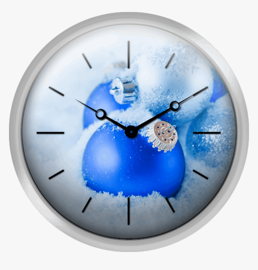 Studio Shot Of Blue And Silver Christmas Ornament On - Wall Clock, HD Png Download