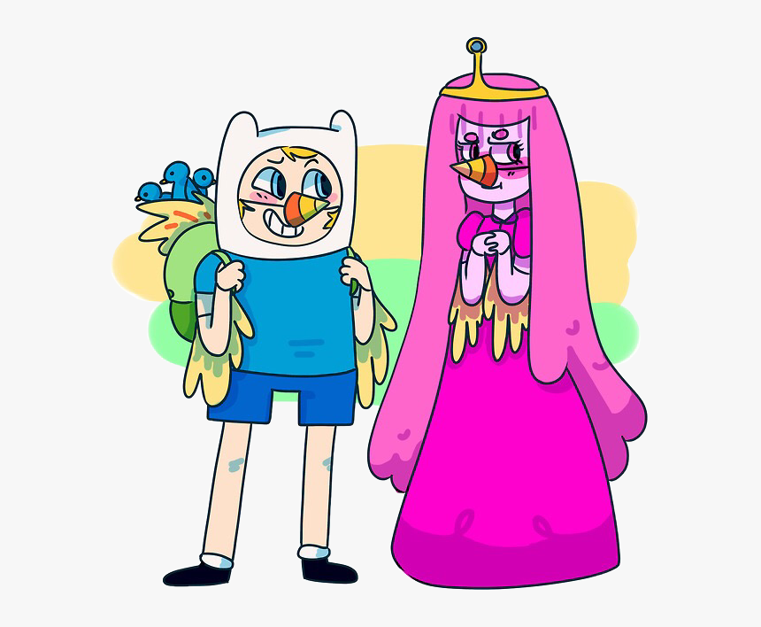 Finn And Princess Bubblegum Dressed As Birds With Bird - Cartoon, HD Png Download