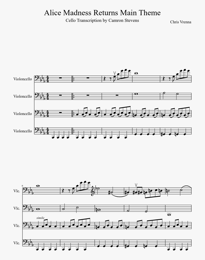 Alice Madness Returns Piano Sheet, HD Png Download