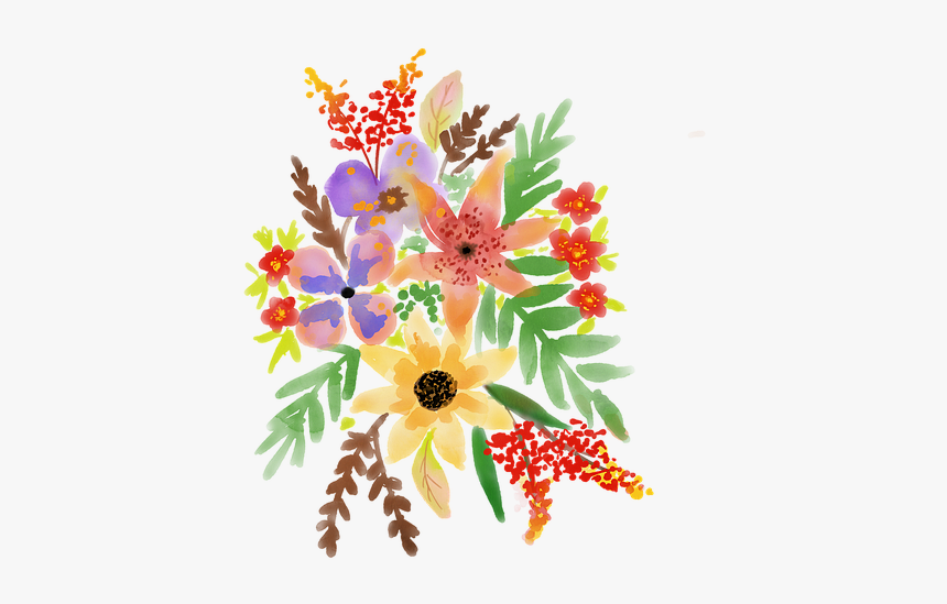 Watercolour Flower, Floral Spring, Watercolor, Nature - Bouquet, HD Png Download