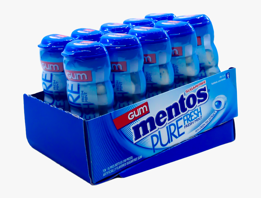 Mentos Pure Fresh Gum Fresh Mint 10 Pack - Mentos, HD Png Download
