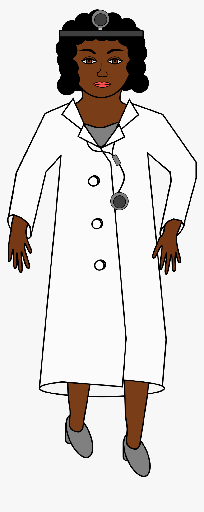 Doctor With Head Mirror And Stethoscope Clip Arts - Black Woman Scientist Cartoon, HD Png Download