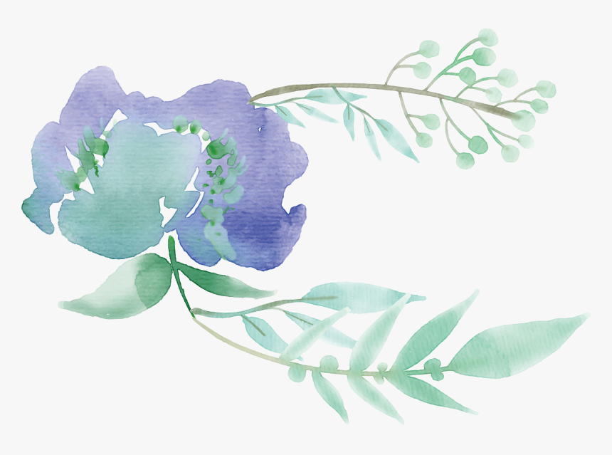 Green Watercolor Painting Flower Mentha Spicata - Mint Green Watercolor Flowers, HD Png Download