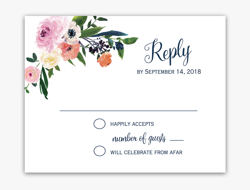 Watercolor Floral Wedding Rsvp Response Cards - Garden Roses, HD Png Download