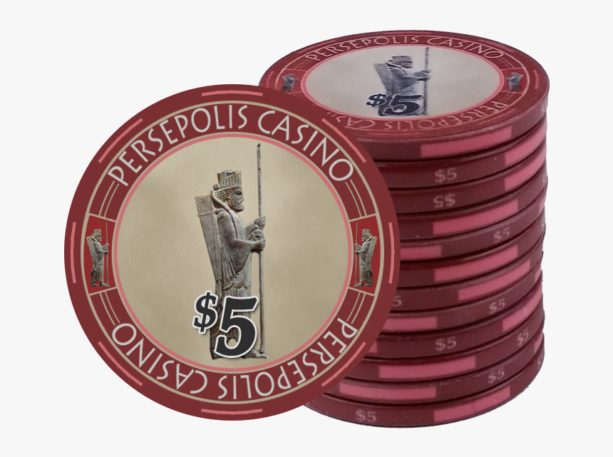 Persepolis Casino Red $5 Ceramic Poker Chip - Poker Set, HD Png Download