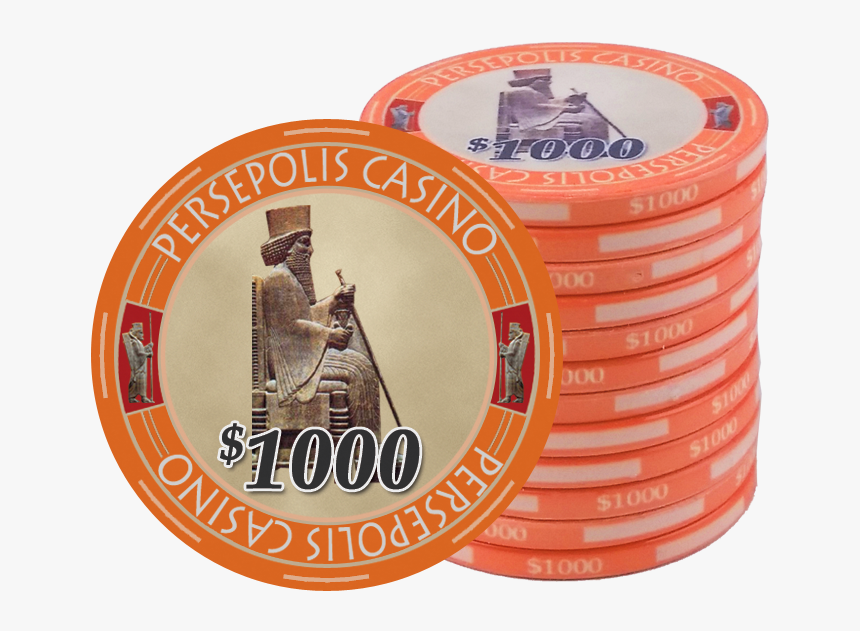 Persepolis Casino Orange $1000 Ceramic Poker Chip - Ceramic Poker Chip, HD Png Download