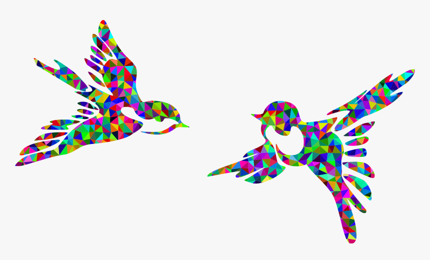 Low Poly Prismatic Stylized Birds Silhouette Icons - Art Birds In Flight, HD Png Download