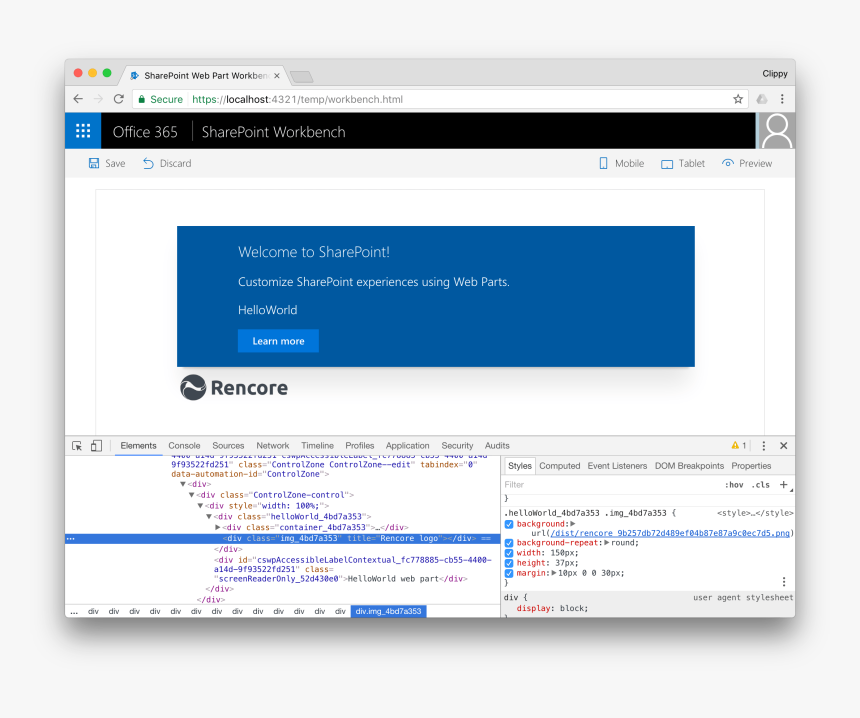 The Css Properties Of A Div With The Rencore Logo Image - Sharepoint Css 2017, HD Png Download