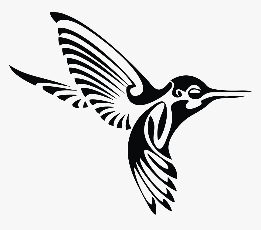 Tribal Hummingbird Silhouette Icons Png - Hummingbirds Black And White, Transparent Png