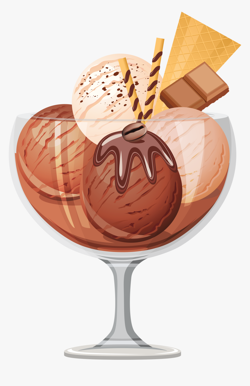 Ice Cream Scoops In Bowl Png Image - Chocolate Ice Cream Vector Png, Transparent Png
