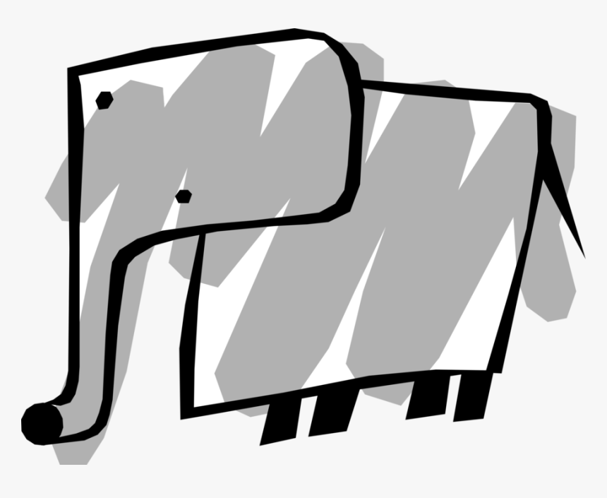 Vector Illustration Of African Elephant With Trunk, HD Png Download