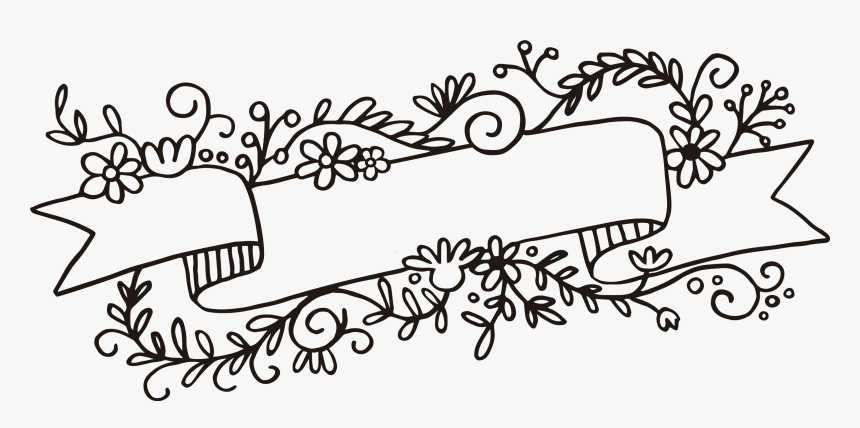 Clip Art Flower Png Download Rubber - Floral Banner Black And White, Transparent Png