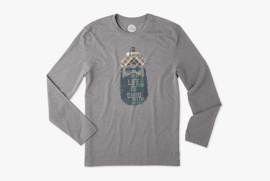 Men S Pattern Beard Life Is Good Long Sleeve Cool Tee - Long-sleeved T-shirt, HD Png Download