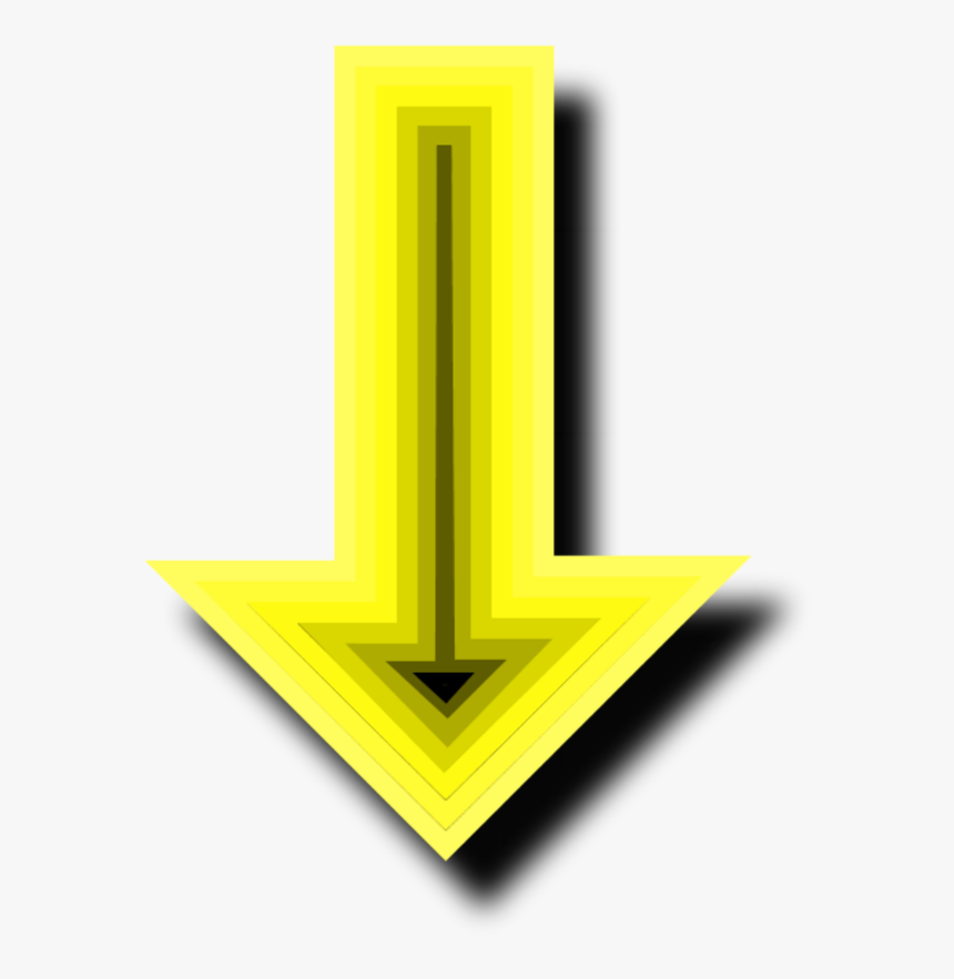 Transparent Down Arrow Clipart - Yellow Arrow Pointing Down, HD Png Download