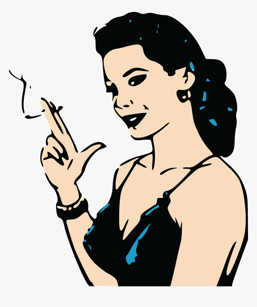 Vector Women Retro - Woman Smoking Clipart, HD Png Download