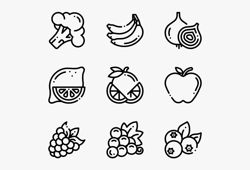 Fruits And Vegetables - Hand Drawn Social Media Icons Png, Transparent Png