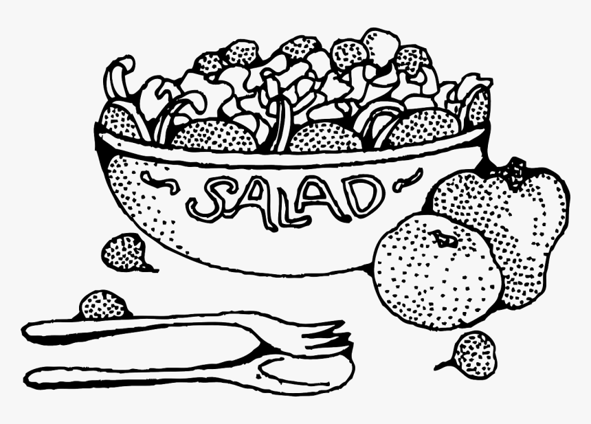 Food Salad Bowl Free Picture - Salad Black And White, HD Png Download