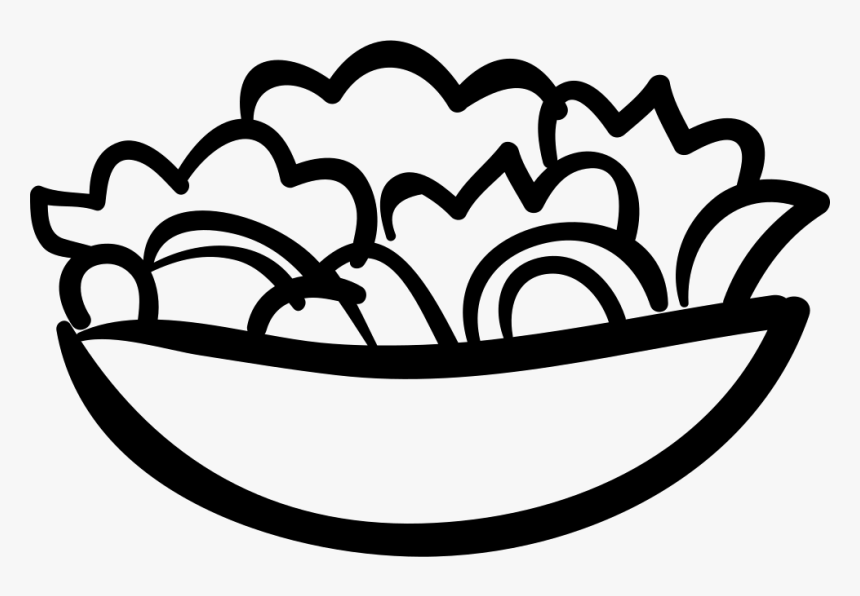 Salad Bowl Hand Drawn Food - Salad Black And White Png, Transparent Png