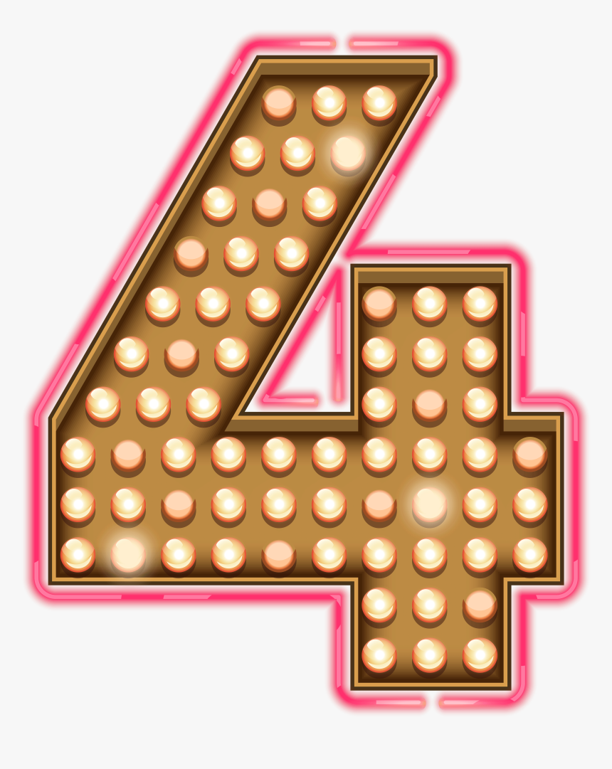 Number Four Neon Lights Transparent Png Clip Art Image - Neon Light Number Png, Png Download