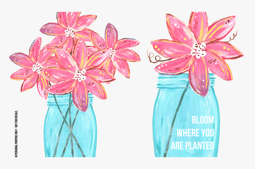 Vector Bouquet Mason Jar Flower - Flower Mason Jar Clip Art Free, HD Png Download