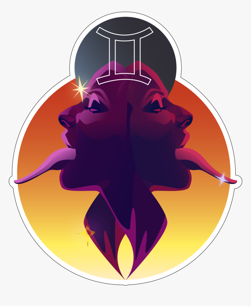 Gemini Outline Astro Stickers - Illustration, HD Png Download