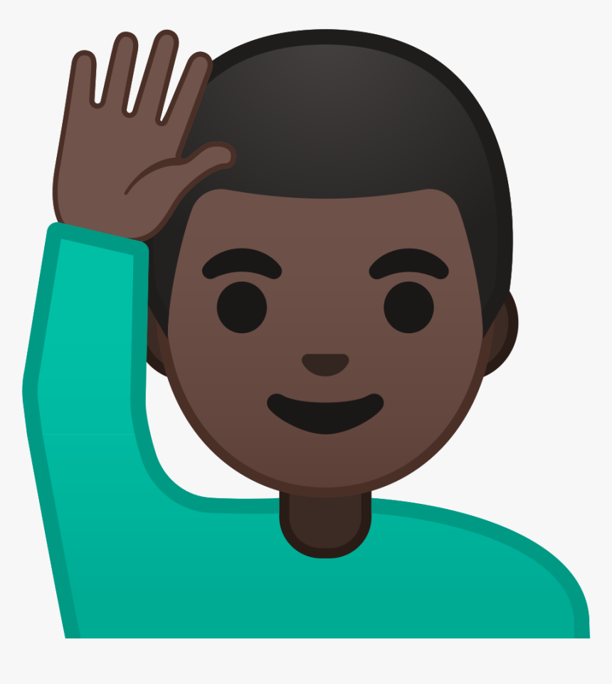 Noto Emoji Oreo 1f64b 1f3ff 200d - Man Raising Hand Emoji, HD Png Download