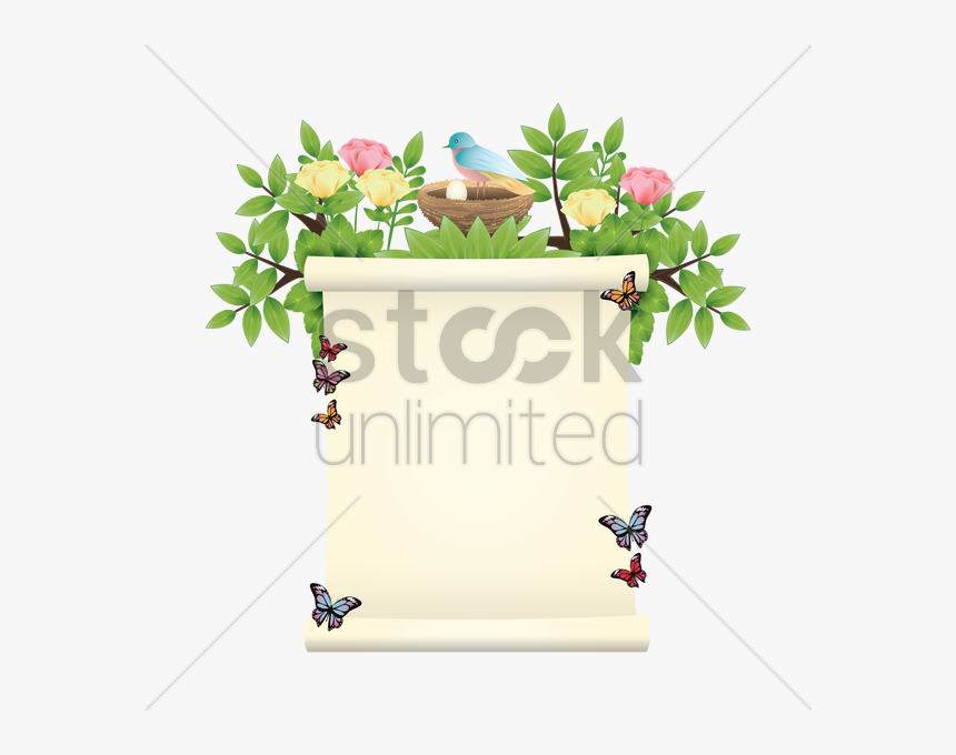 Spring Season Border Clipart Floral Design - Birds Spring Border, HD Png Download