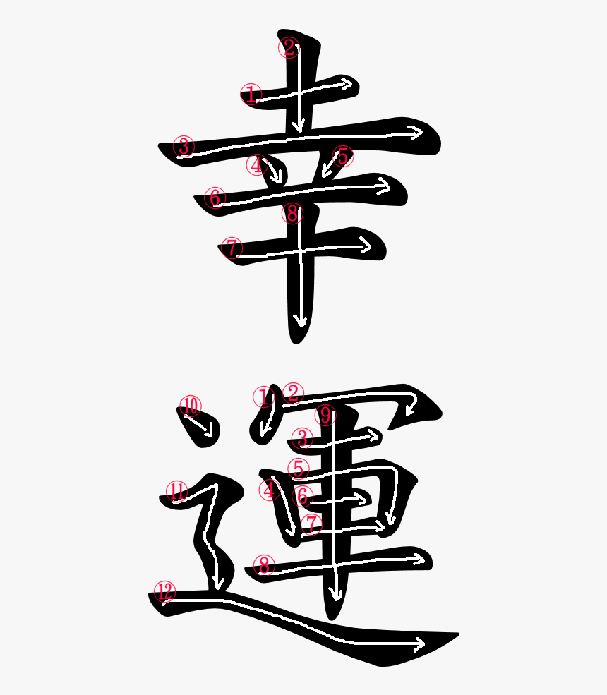 Transparent Japanese Kanji Png - Kanji For Happiness Stroke Order, Png Download