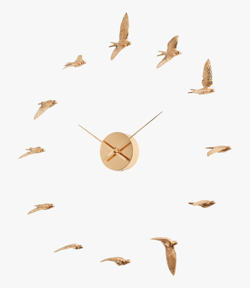 Gold Swallow Clock - Clock, HD Png Download