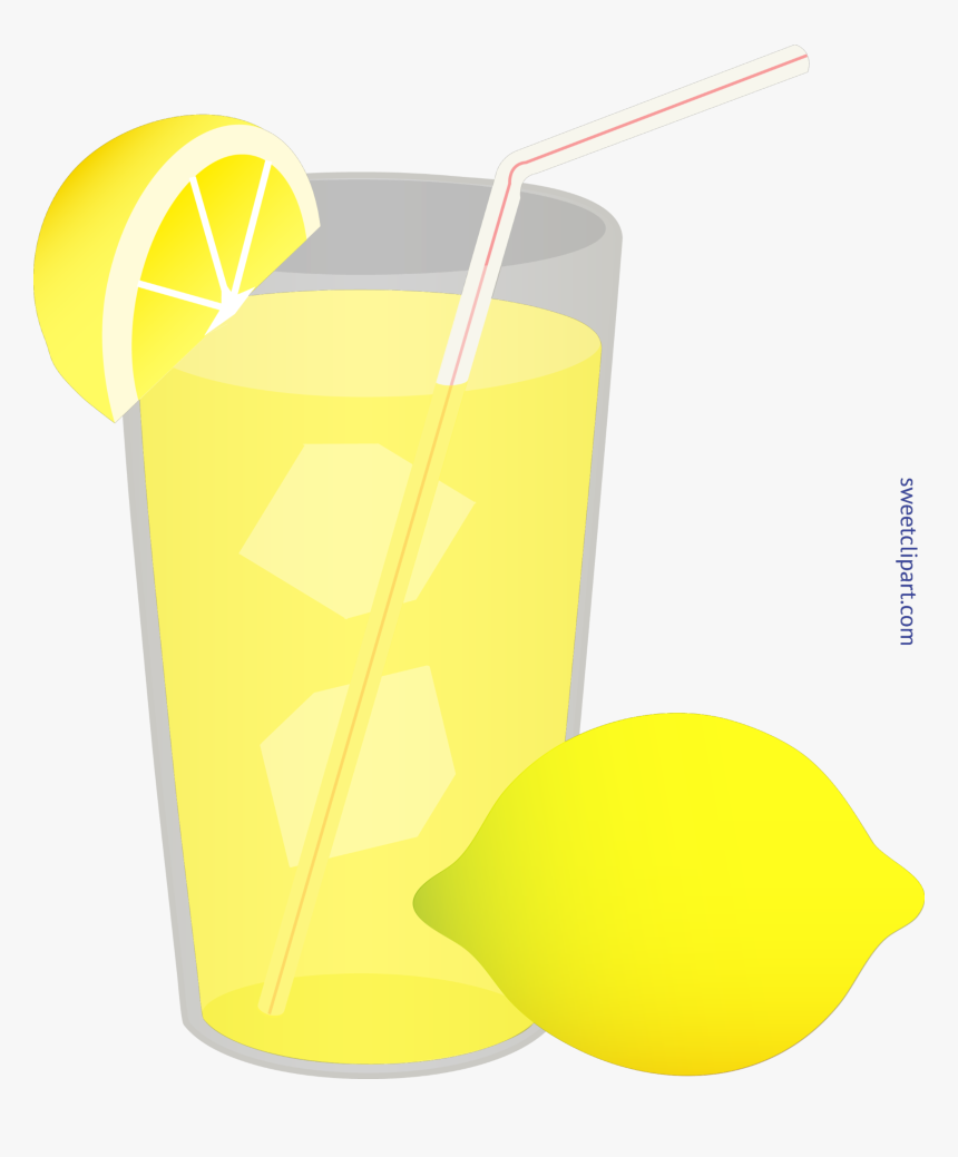 Iced Glass Straw Lemon Wedge Clip Art - Lemonade Clip Art, HD Png Download