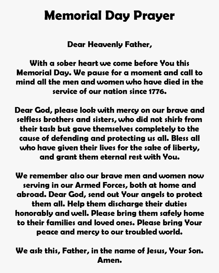 Poem For Memorial Day, HD Png Download