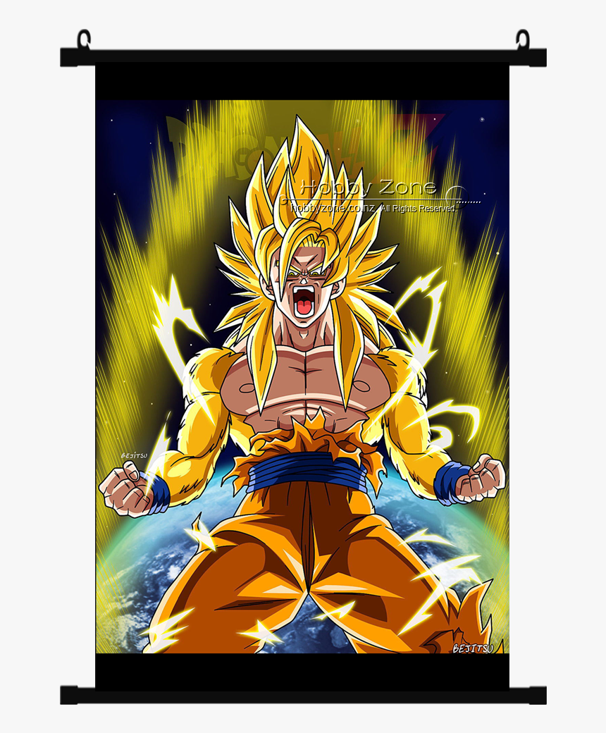 Dragon Ball Goku Super Saiyan 3 Wall Scroll 01 
 Data-large - Dragonball Z, HD Png Download