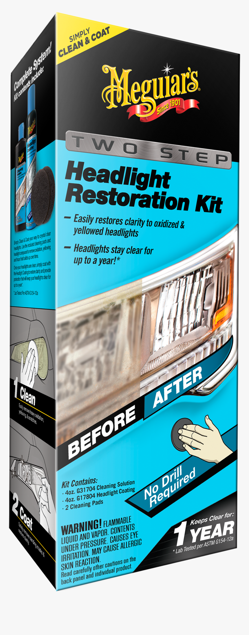 Transparent Headlights Png - Meguiar's Two Step Headlight Restoration Kit, Png Download