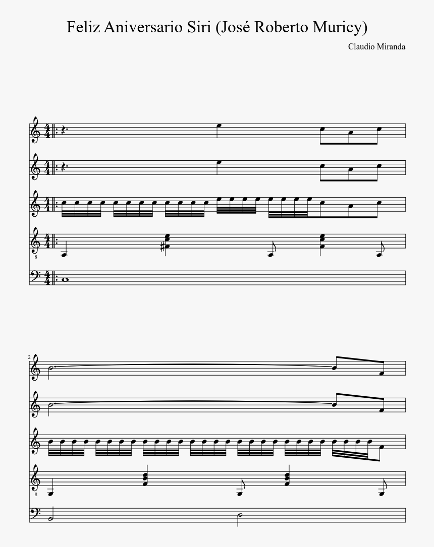 Transparent Feliz Aniversario Png - Sheet Music, Png Download