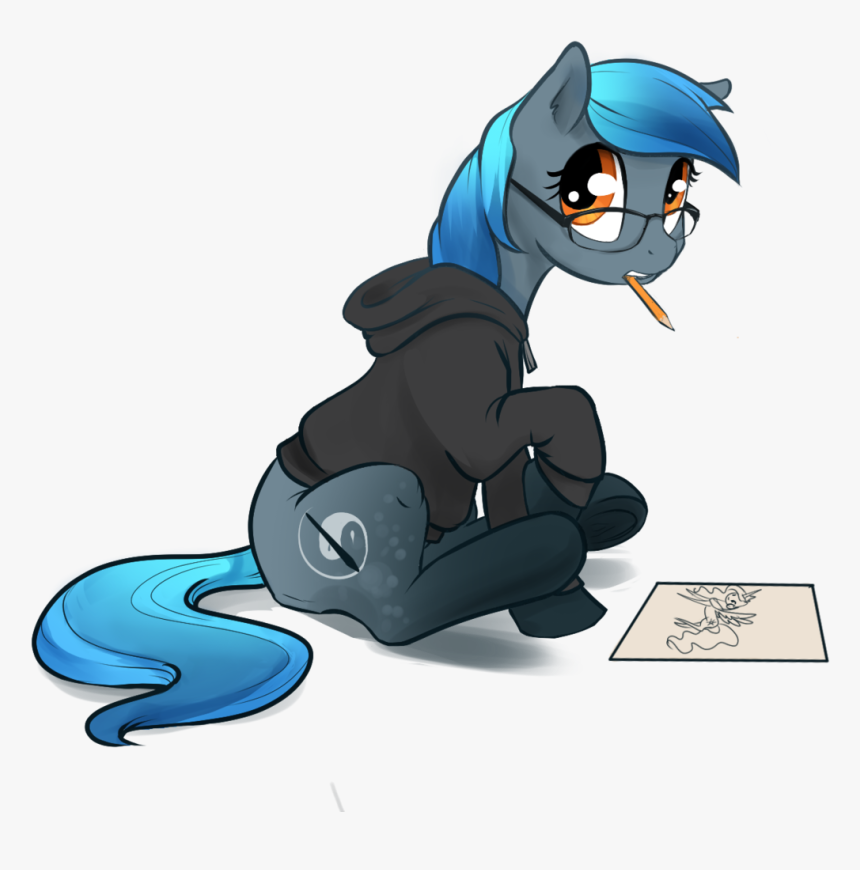 Silfoe, Clothes, Drawing, Earth Pony, Glasses, Hoodie, - Cartoon, HD Png Download
