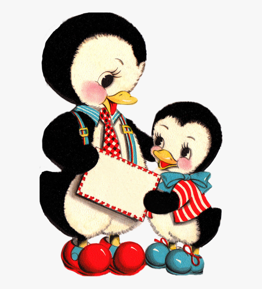Transparent Animated Heart Png - Vintage Penguin Clipart, Png Download